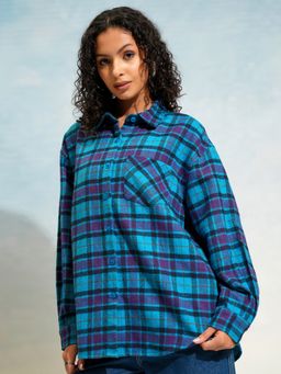 TOKYO TALKIES - Women Checked Printed Oversized Shirt