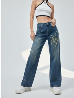 Outzidr - Blue High Waist Jeans