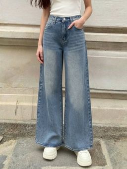 Outzidr - Blue Tinted Washed Baggy Jeans
