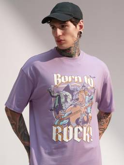 HIGHLANDER - Warner Bros Scooby Doo Men Lavender Round Neck Relaxed Graphic T-shirt