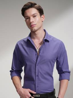 HIGHLANDER - Men Lavender Solid Casual Shirt
