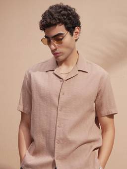 HIGHLANDER - Men Mauve Textured Casual Shirt