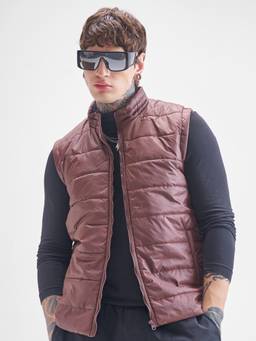 HIGHLANDER - Men Brown Brown High Neck Puffer Jacket