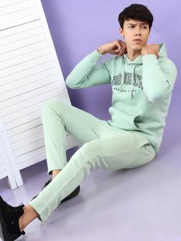 HIGHLANDER - Mens Sea Green Typography Hoodie