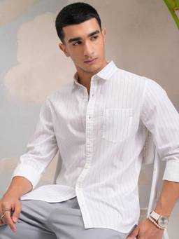 HIGHLANDER - Men White Slim Fit Full Sleeve Shirt
