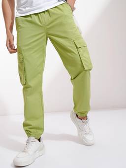 HIGHLANDER - Men Green Slim Fit Solid Cotton Lycra Joggers