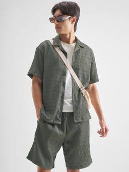 HIGHLANDER - Olive Self Design Co-Ord Set