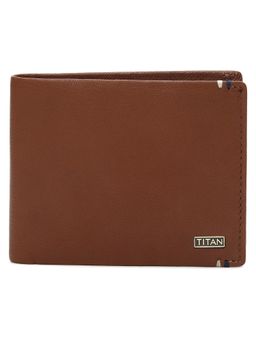 Titan - Solid Leather Bifold Wallet in Color Tan