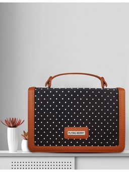 FLYING BERRY - Black Ethnic Polka Dots Print Handcrafted Vegan Leather Sustainable Sling Bag