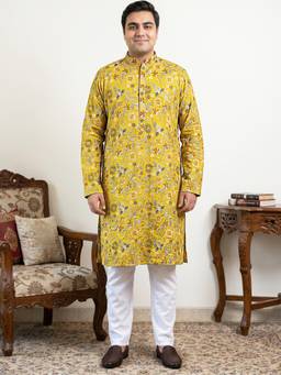 Jompers - Mustard Embroidered Kurta with Pant