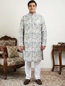 Jompers - White Embroidered Kurta with Pant