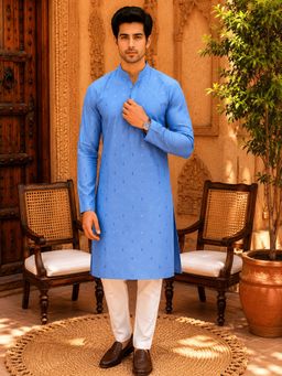 MULTI SHADES - Sky Blue Ethnic Printed Kurta with Pant