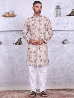 MANQ - Multi-Color Ethnic Motif Printed Kurta With Pant