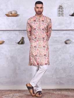 MANQ - Pink Men Ethnic Motif Printed Kurta With Pant