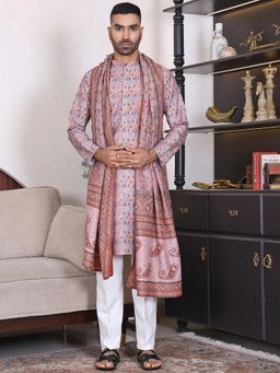 MANQ - Multi-Color Men Ethnic Motif Printed Kurta With Trouser and Dupatta