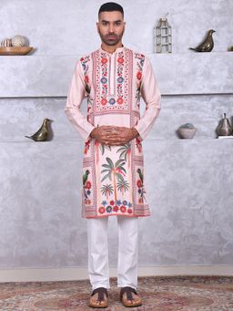 MANQ - Multi-Color Men Ethnic Motif Printed Kurta With Pant
