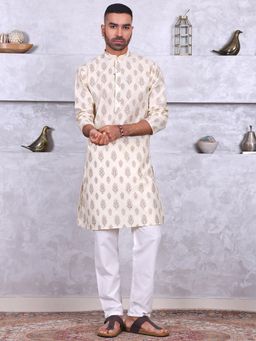 MANQ - White Men Ethnic Motif Printed Kurta With Pant