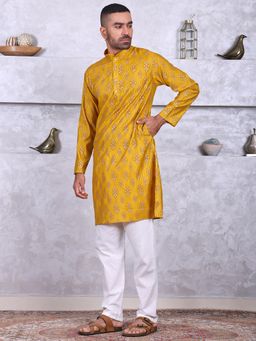 MANQ - Yellow Ethnic Printed Kurta With Pant
