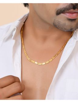 VOJ - Men Gold Plated Arrow Design Biscuit Chain