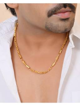 VOJ - Men Gold Plated Thick Pipe Shaped Chain