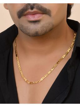 VOJ - Men Gold Plated Thunder Light Shaped Biscuit Chain