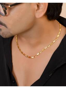 VOJ - Men Gold Plated X Designed Biscuit Chain
