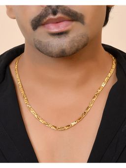 VOJ - Men Gold Plated Geomatrical Designed Biscuit Chain