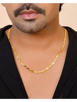 VOJ - Men Gold Plated Plain Designed Biscuit Chain