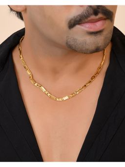 VOJ - Men Gold Plated Square Designed Biscuit Chain