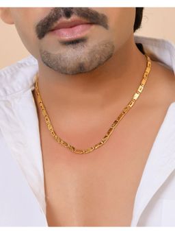 VOJ - Men Gold Plated Fish Designed Biscuit Chain