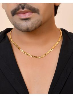 VOJ - Men Gold Toned Rectangular Designed Biscuit Chain