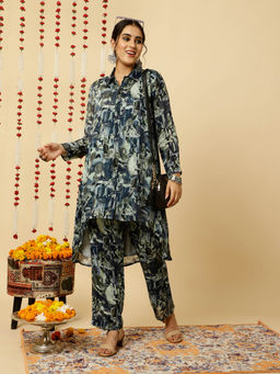 Jaipur Kurti - Grey Abstract Printed Co-Ord (Set of 2)