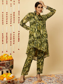 Jaipur Kurti - Green Abstract Printed Co-Ord (Set of 2)