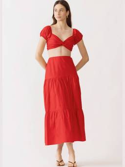 NEF'S Finds - Red Amy Midi Skirt