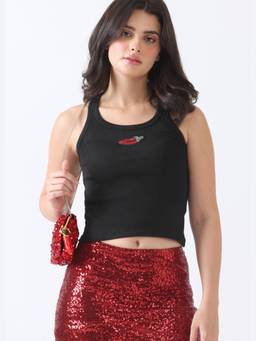 NEF'S Finds - Black Mirchi Tank Top