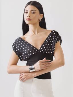 NEF'S Finds - Black Vivian Polka Dots Top