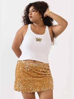 NEF'S Finds - Gold Mini Glitz Skirt