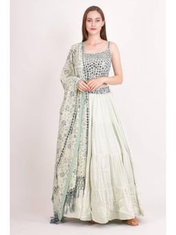 NEEL ART - Green Cotton blend Unstiched Lehenga with Choli and Dupatta