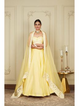 NEEL ART - Yellow solid Unstiched Lehenga with Choli and Dupatta