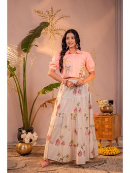 Juniper - Beige Palm Garden Top with Skirt