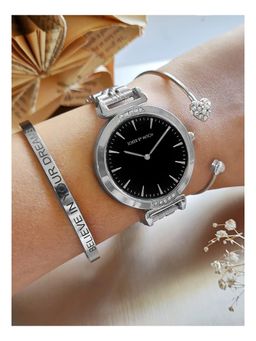 Joker and Witch - Joker & Witch Spade Black Stack Watch With Bracelet For Women (Pack of 3) (JWBS122)