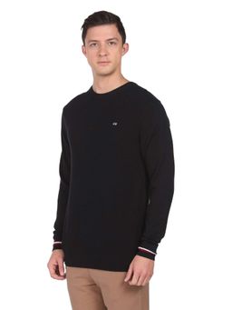 Arrow - Sports Men Black Round Neck Solid Sweater