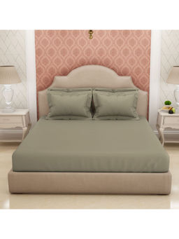 SPACES - Eminence 100% Cotton Large Bedsheets With 4 Pillow Covers 600Tc Solid Light Grey-King