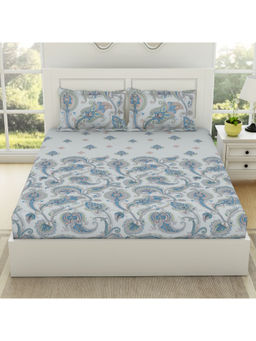 SPACES - Bohemia 100% Cotton Bedsheet with Pillow Covers Grey (Queen)