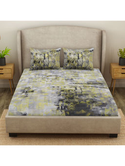 SPACES - Starry Night Cotton Viscose Bedsheet with Pillow Covers Gray (Queen)