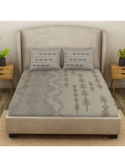 SPACES - Artisan Cotton Viscose Bedsheet Moonbeam with Pillow Covers Gray (Queen)