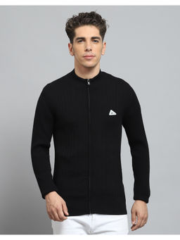 Monte Carlo - Mens Solid Black Round Neck Full Sleeve Jacket