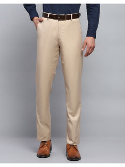 Monte Carlo - Mens Solid Beige Formal Trousers