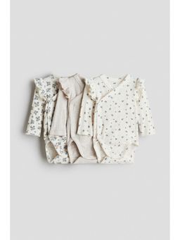 H&M - Girls Multi Color 3-Pack Pointelle Wrapover Bodysuits