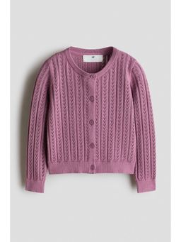 H&M - Girls Purple Pointelle-Knit Cotton Cardigan